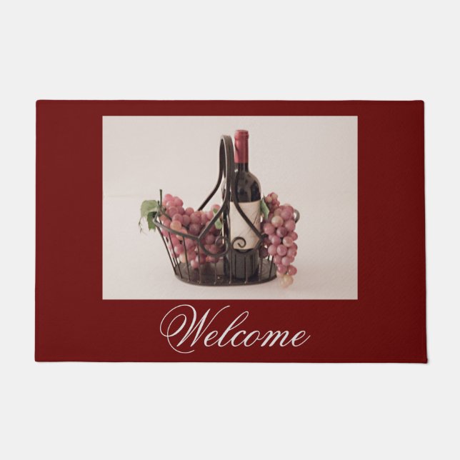Tapete Vinho e Uvas em cesta de porta (Frente)