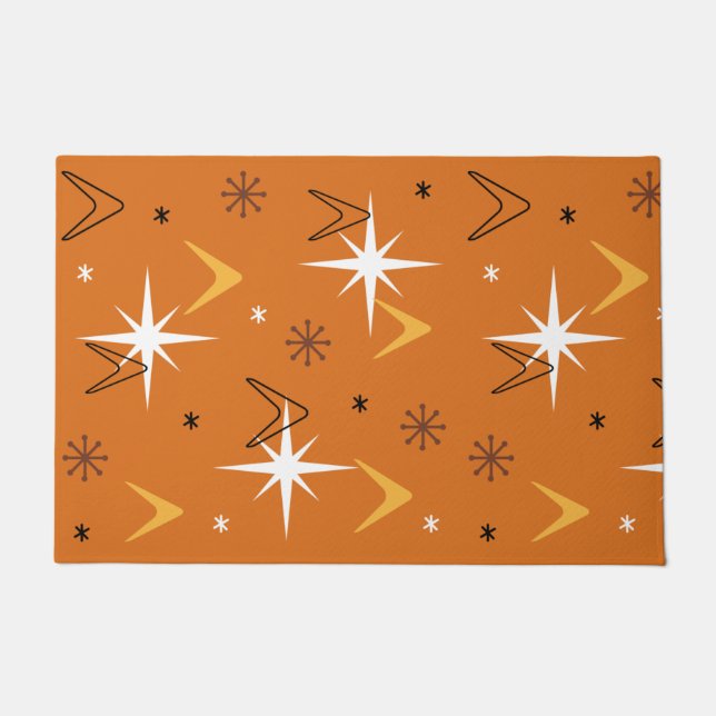 Tapete Vintage 1950s Boomerangs Stars Orange (Frente)