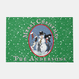 Tapete Vintage Cats and Snowman Green Custom Christmas