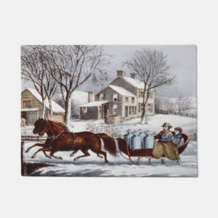 Tapete Vintage Currier & Ives Winter Sleigh Christmas