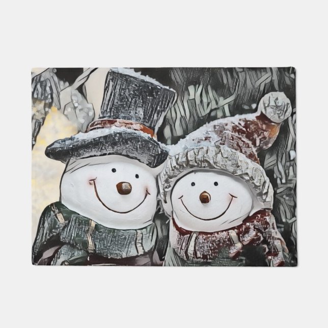 Tapete Vintage Cute Snowman e Snow Woman Drake (Frente)