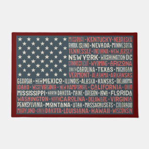 Tapete Vintage Faded American Flag State Names Words Art