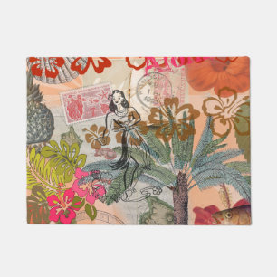Tapete Vintage Flowers Hula Colorful Hawaiian Tropical