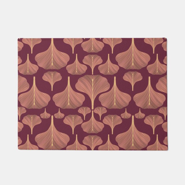 Tapete Vintage Gingko Fuchsia Floral Patterno Mat (Frente)