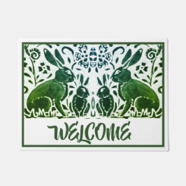 Tapete Vintage Green Rabbit Hare Foliage Welcome