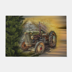 Tapete Vintage Green Trator Rustic Old Barn