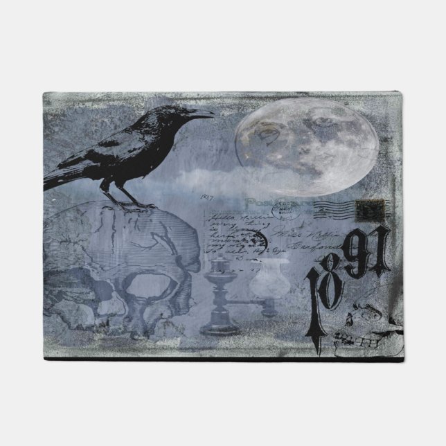 Tapete Vintage Halloween Skull and Crow (Frente)