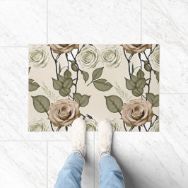 Tapete Vintage Inspired Sepia Roses With Green Leaves