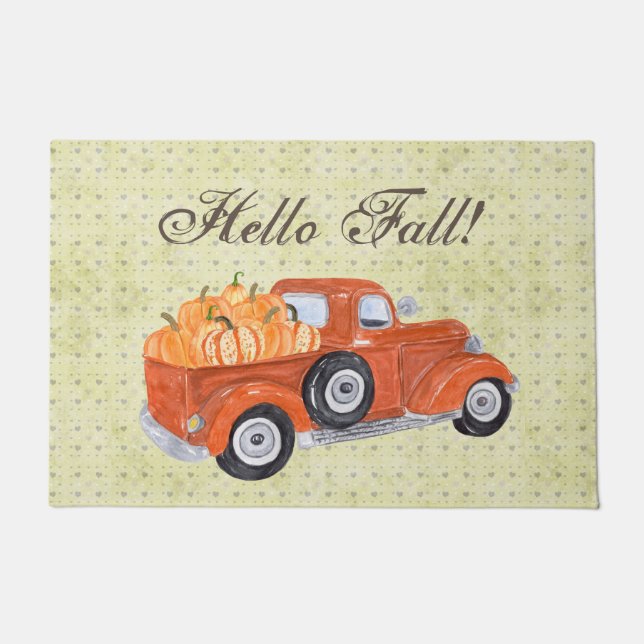 Tapete Vintage Orange Truck and Pumpkins Fall (Frente)