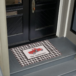 Tapete Vintage Red Truck Black & White Buffalo Check