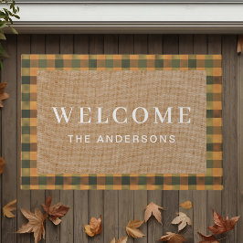 Tapete Vintage Rusty Orange Fall Xadrez Family