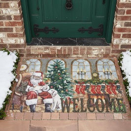 Tapete Vintage Santa by the Fireplace Christmas Rustic