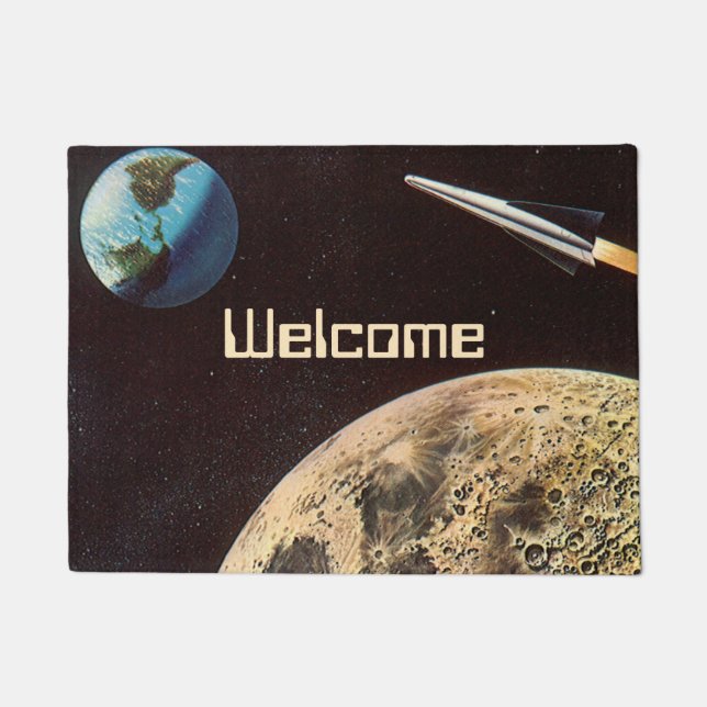 Tapete Vintage Science Fiction, Rocket Ship Over the Moon (Frente)