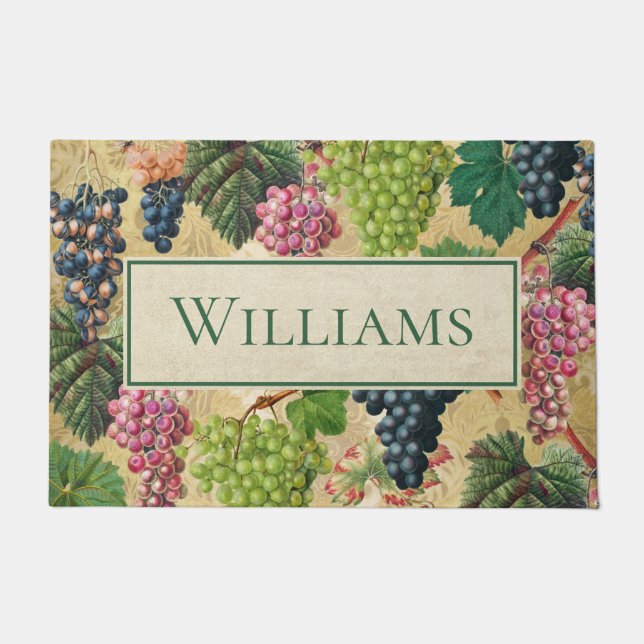 Tapete Vintage Wine Graphics Custom Name Doormat (Frente)