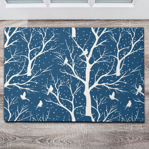 Tapete Vintage Winter Sky White Birds Snowflakes