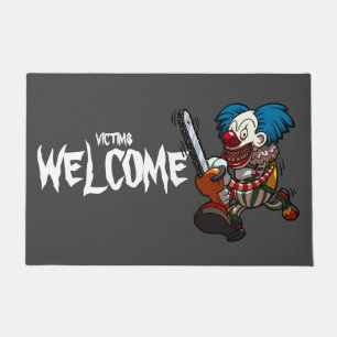 Tapete Vítimas Bem-Vindo Chainsaw Palhaço Cartoon Hallowe
