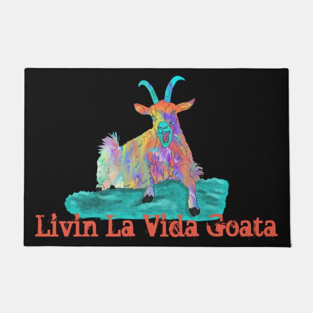 Tapete Vivendo a Vida Caprina Design de Cabra Gritando Di (Frente)
