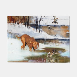 Tapete Vizsla húngara, patos de caça no inverno