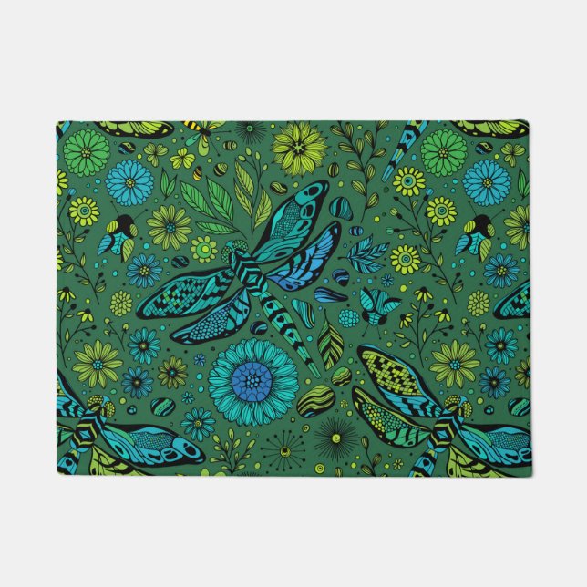 Tapete Voa, voa libélula em esmeralda verde (Frente)