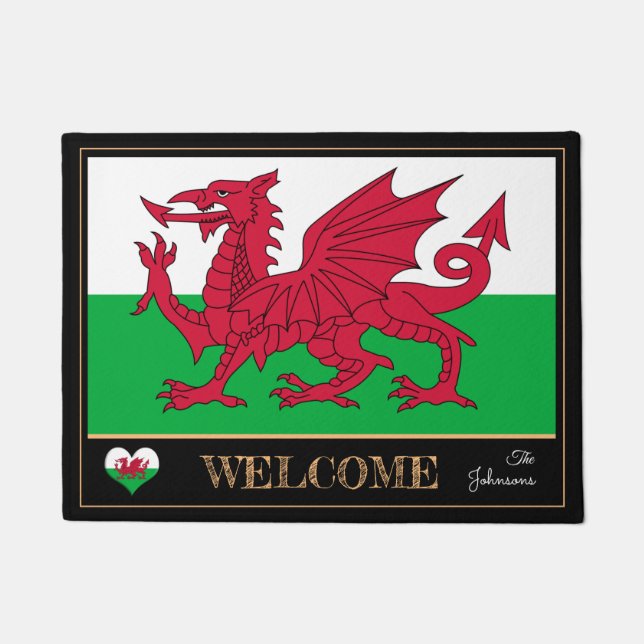 Tapete Wales Emblem, Welsh Flag mats Cymru /sport Welcome (Frente)