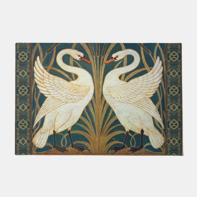 Tapete Walter Crane Swan, Rush E Iris Art Nouveau (Frente)