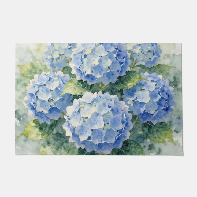 Tapete Watercolor Blue Hydrangea Bouquet (Frente)