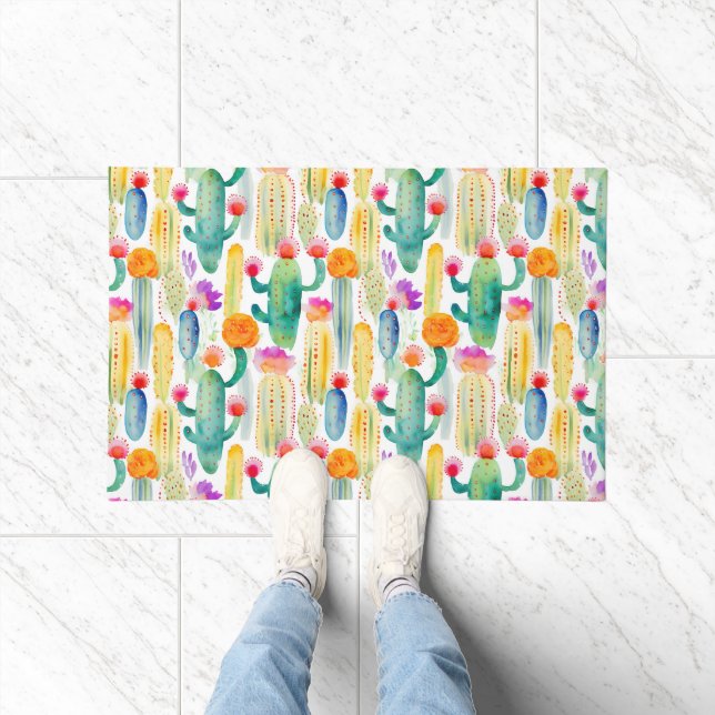 Tapete Watercolor Cactus Art Pattern Desert Colorful Dive (Interior)