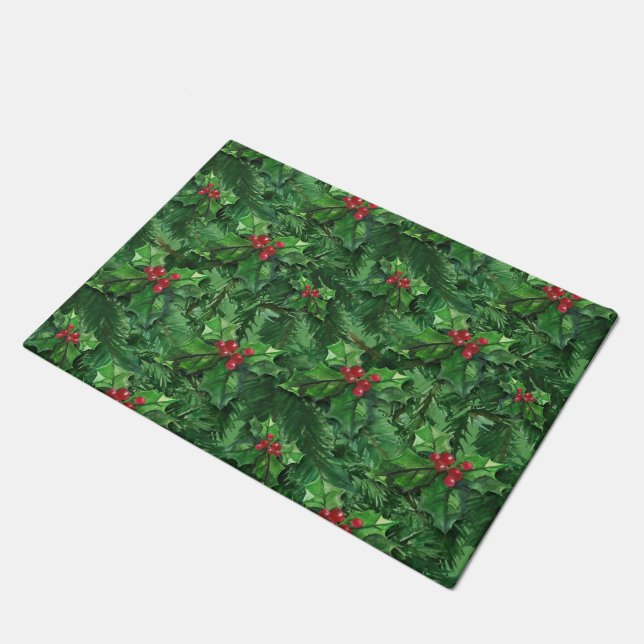 Tapete Watercolor Christmas Holly Berries (Inclinado)