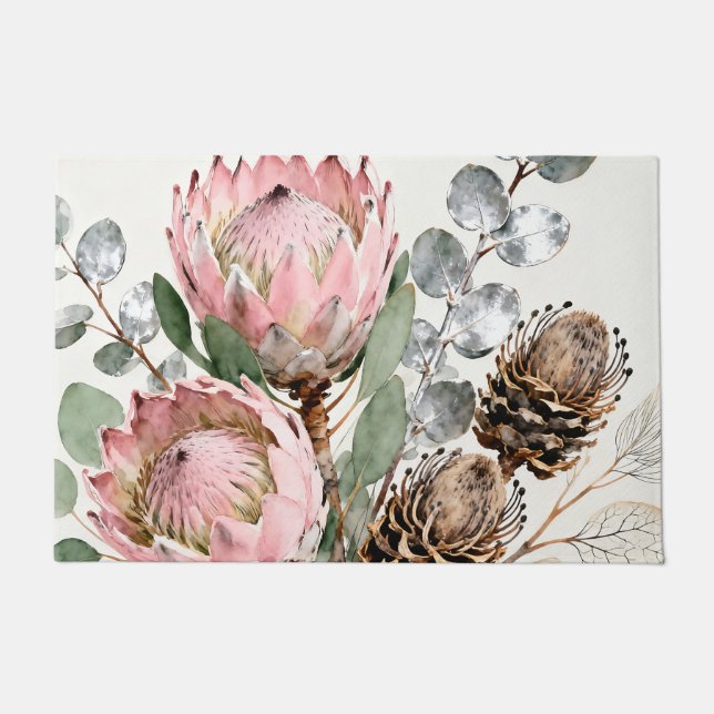 Tapete Watercolor Protea Eucalyptus Arrangement (Frente)