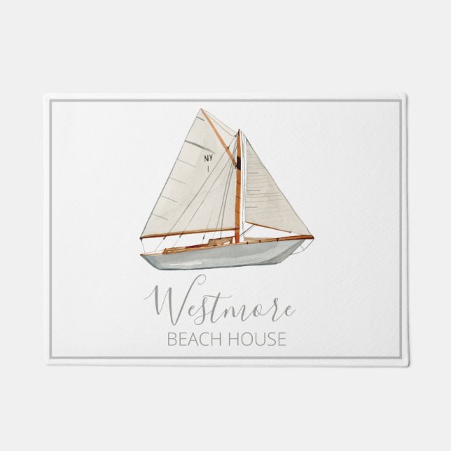 Tapete Watercolor Sailboat Beach House (Frente)