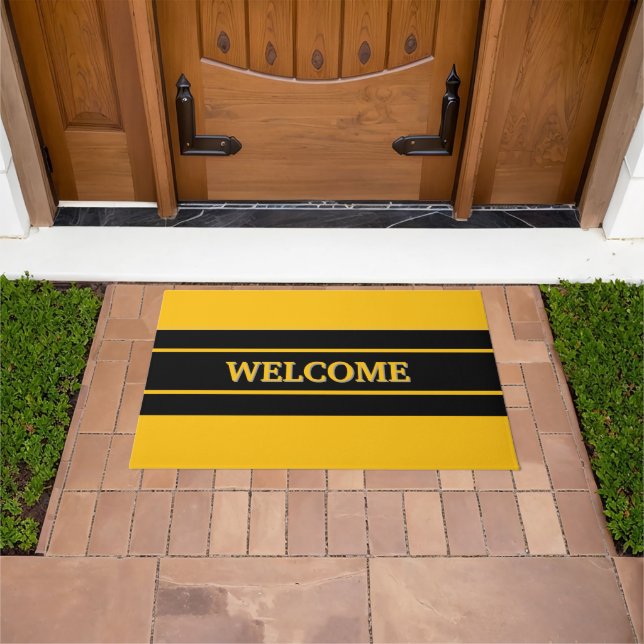 Tapete Welcome  black &yellow Door Mat (Ar livre)