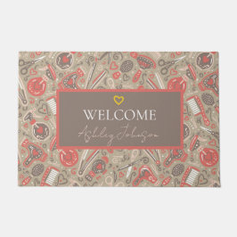 Tapete Welcome — Portuguese folk Hair Salon Taupe & Coral