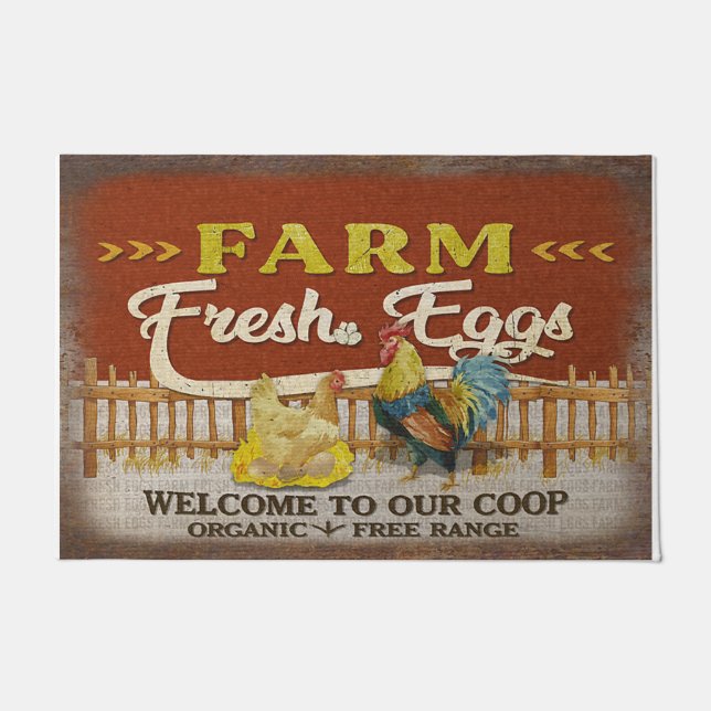 Tapete welcome To Our Coop Mat, Retro Farm  (Frente)