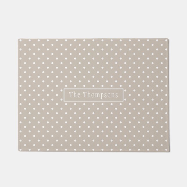 Tapete White On Beige Polka Dots Pattern With Custom Name (Frente)