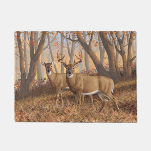 Tapete Whitetail Deer Buck & Doe Autumn Mapods