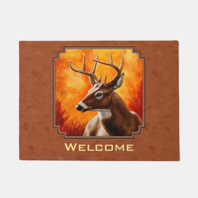 Tapete Whitetail Deer no outono, Vermelho Brown (Frente)