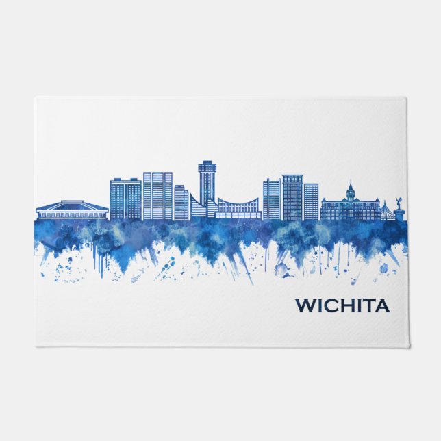 Tapete Wichita Kansas Skyline Blue (Frente)