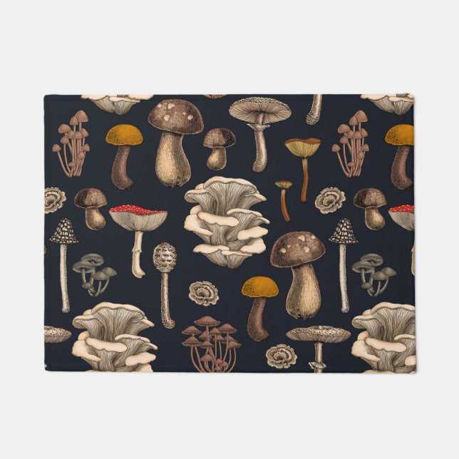Tapete Wild Mushrooms  on graphite black (Frente)