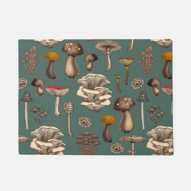 Tapete Wild Mushrooms  on pine green (Frente)