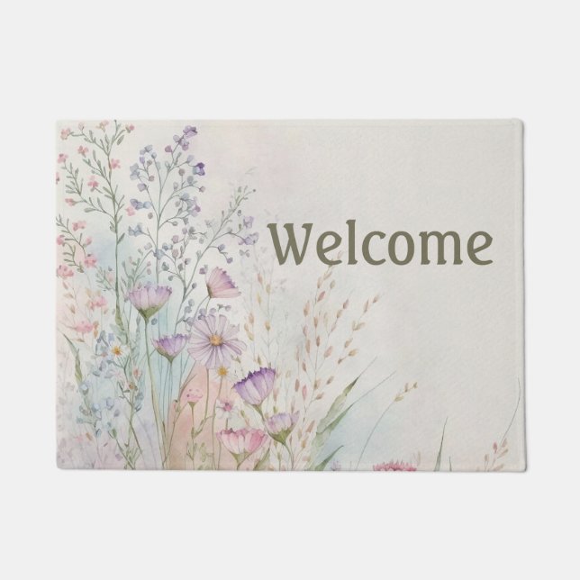 Tapete Wildflower Watercolor personalizado - Boas-vindas (Frente)