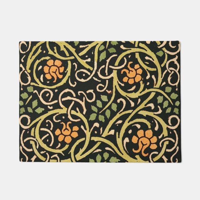Tapete William Morris Black Floral Art Impressão Design (Frente)