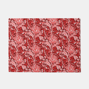 Tapete William Morris Damask, vermelho escuro e branco