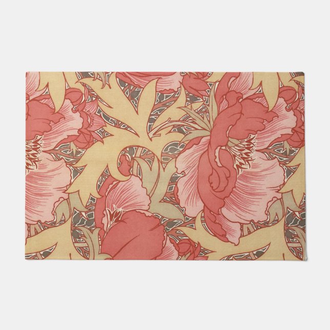Tapete William Morris Poppies Floral Art Nouveau Pattern (Frente)