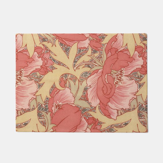 Tapete William Morris Poppies Floral Art Nouveau Pattern (Frente)