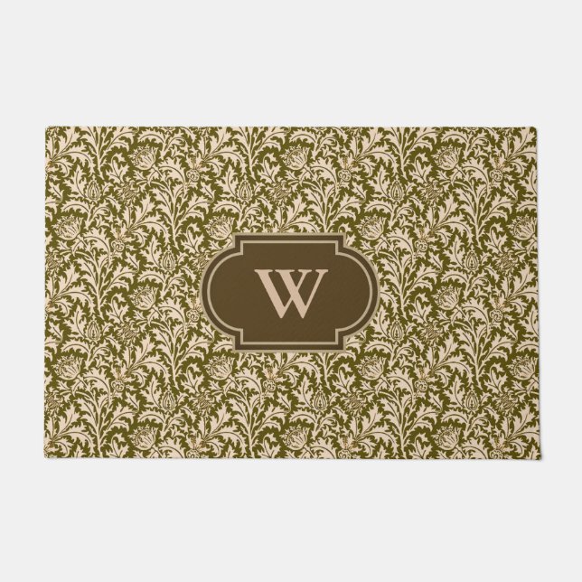 Tapete William Morris Thistle Damask, Taupe Tan e Beige (Frente)