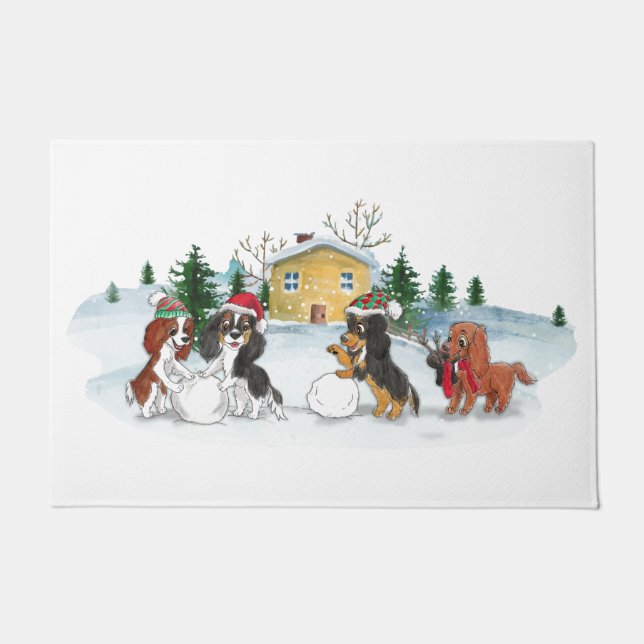 Tapete Winter Cavalier King Charles Spaniel Doormat (Frente)