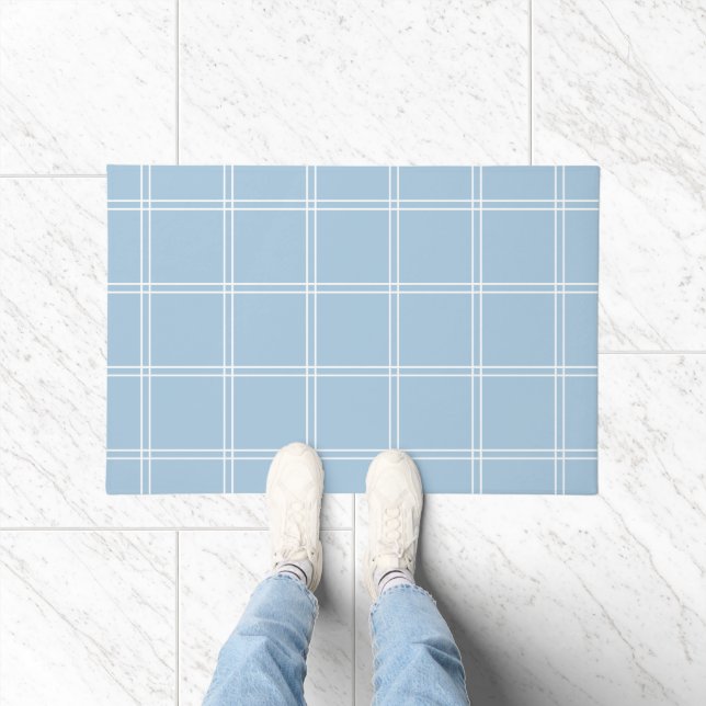 Tapete Xadrez Azul Céu e Branco de Vidro (Interior)
