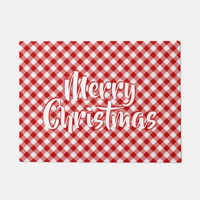 Tapete Xadrez Buffalo - Verificação de Porta Branca Verme (Frente)