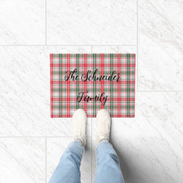 Tapete Xadrez Clássico de Inverno Tartan Vermelho, Verde,