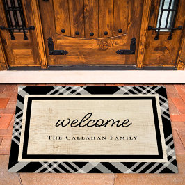 Tapete Xadrez de bege preto e marfim - Boas-vindas person